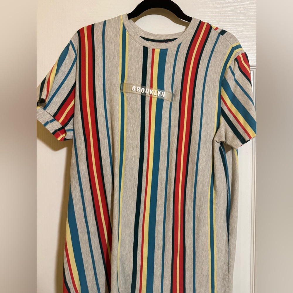 "BROOKLYN" 90's retro stripe down shirt